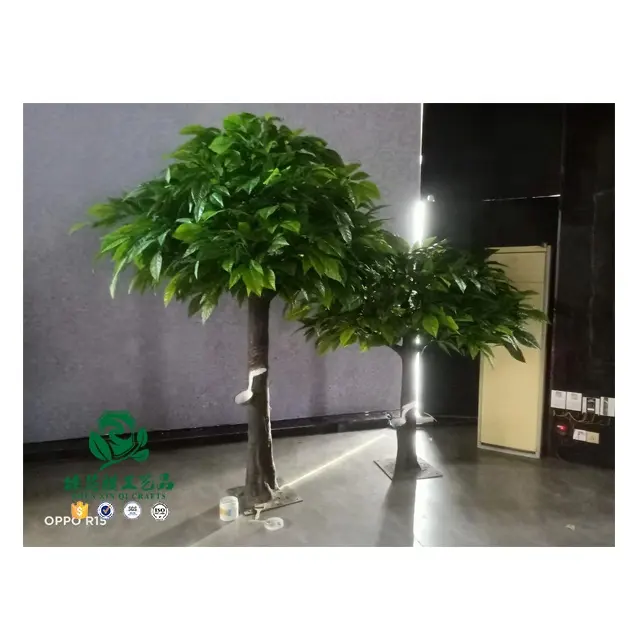 Zhen xin qi artisanat de haute qualité arbre de cacao artificiel fruits arbres à feuilles vertes artificielles pour jardin décoration extérieure