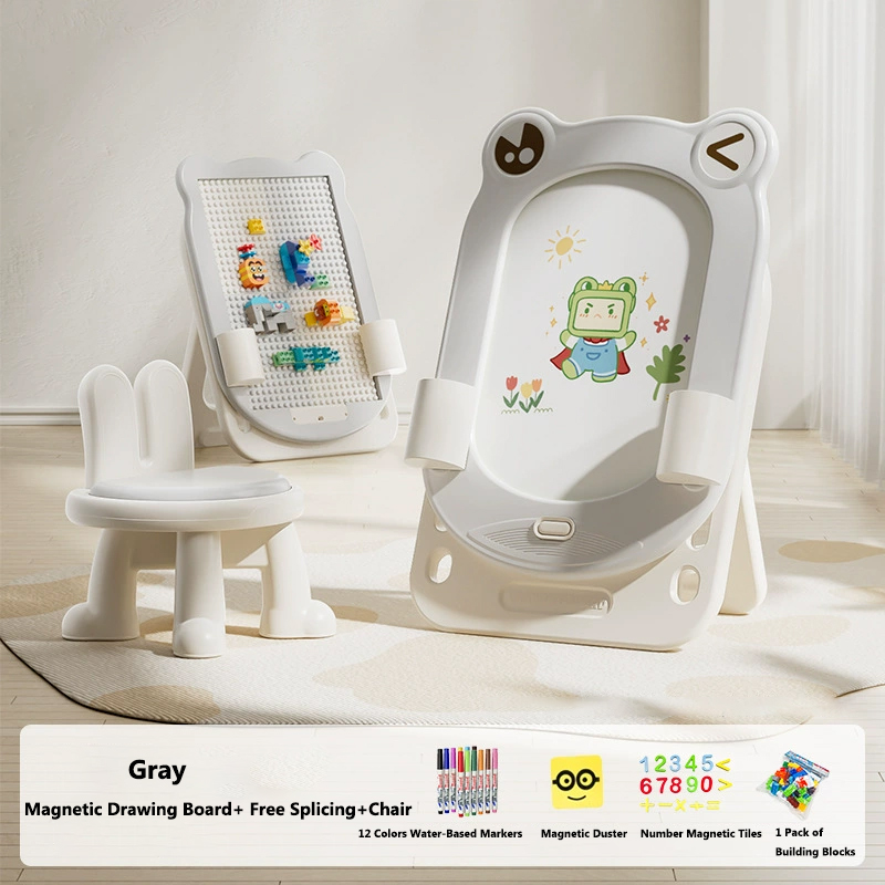 Magnetic Drawing Board+Free Splicing+Chair -Gray
