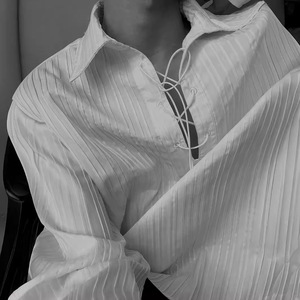 Mỹ <span class=keywords><strong>Retro</strong></span> cấm Áo sơ mi dài tay cao cấp nam Tòa Án phong cách Baroque lỏng Kết cấu đặc biệt áo sơ mi trắng - Product Image 3