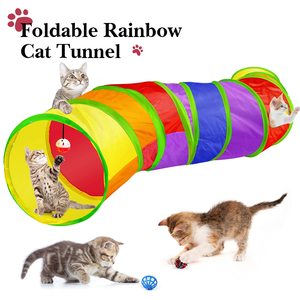 Paquete de 24 juguetes pequeños de hierba gatera, túnel de arcoíris, teaser interactivo de plumas de gato, bolas arrugadas de ratón esponjoso, juego de juguetes de primavera para gatos - Product Image 2