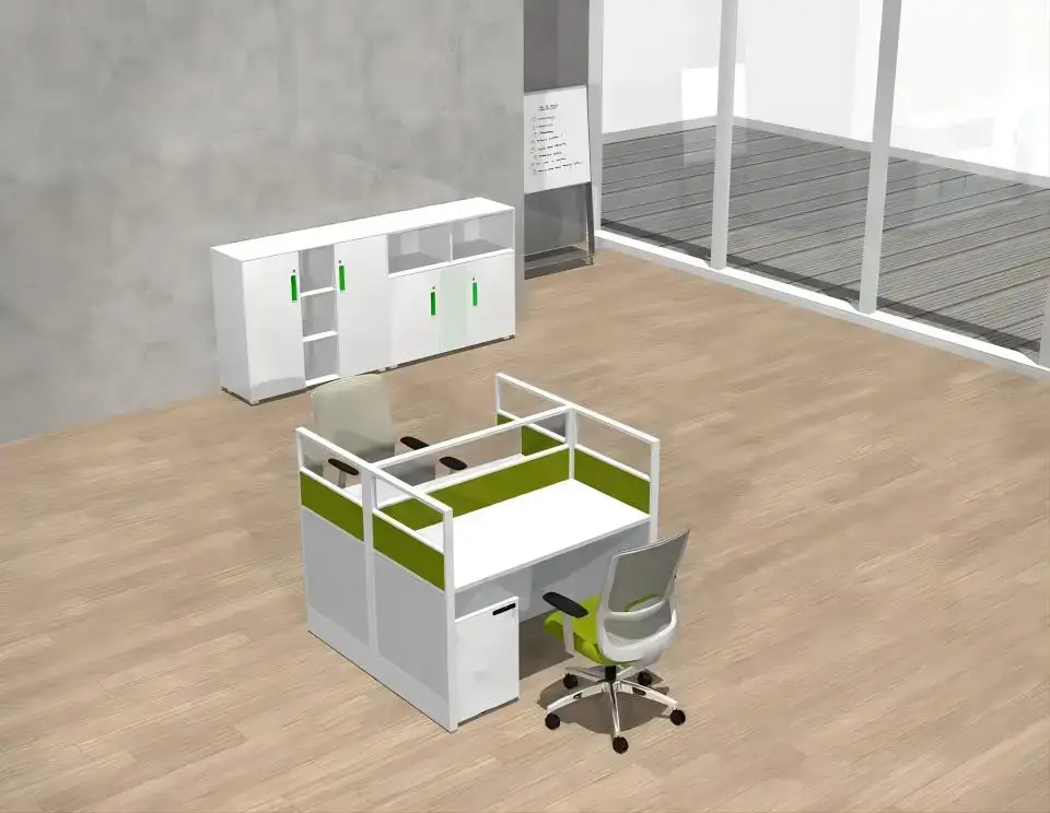 Mesas para funcionários de 2 pessoas, painel de tecido de vidro, móveis modulares para escritório, estação de trabalho, design moderno