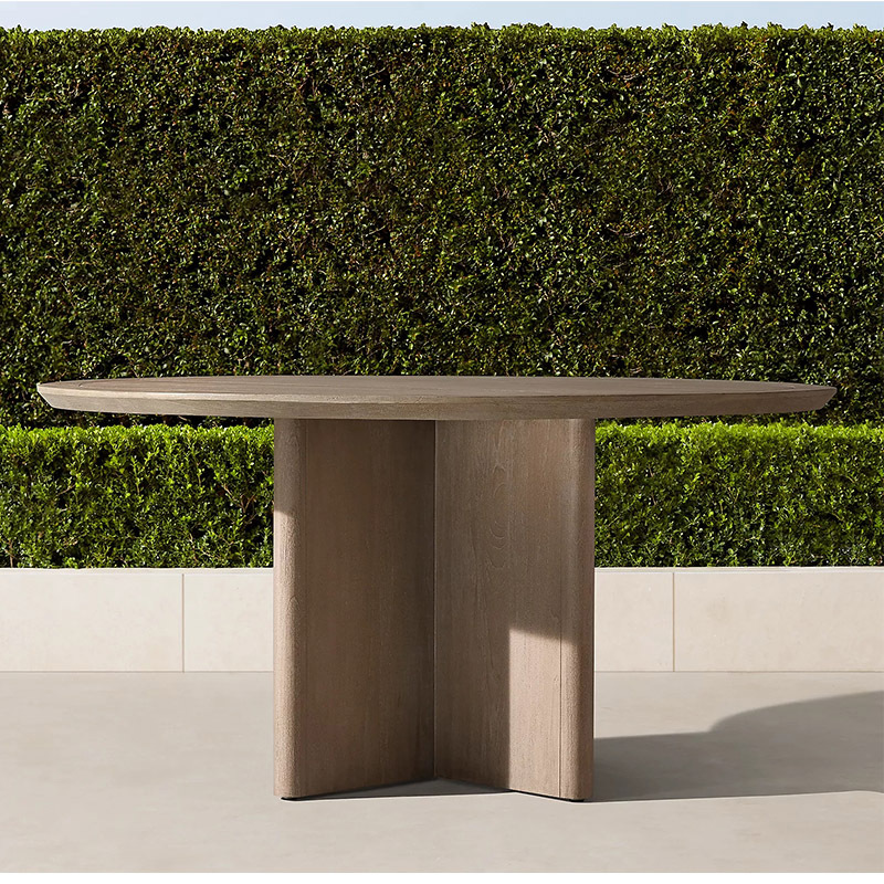 Mesa redonda (aleación de aluminio con vetas de madera)