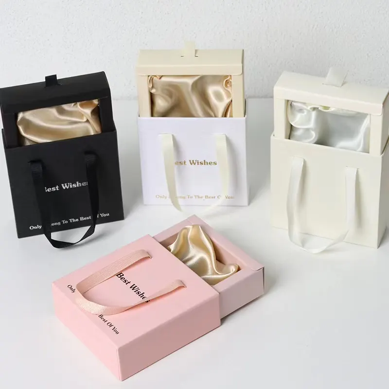 luxury custom logo drawer sliding paper cardboard necklace bracelet jewelry gift box packaging with handle