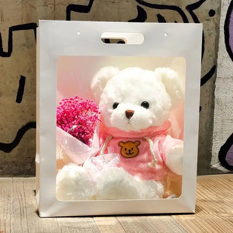 Hot Selling Valentijnsdag Cadeau Teddybeer Met Led Licht Gloeiende Bloem Boeket Teddybeer Knuffel