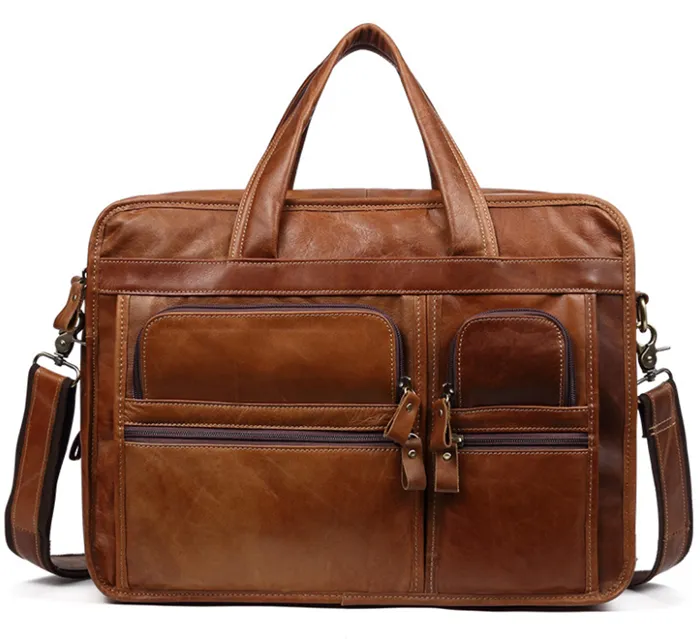 Новый Повседневный винтажный Бизнес Портфель Мужская сумка из натуральной кожи 15,6 "Сумка для ноутбука для мужчин