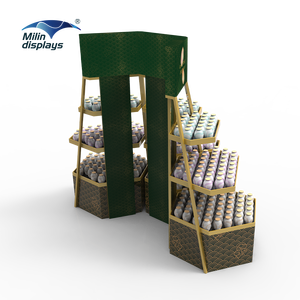 Custom ized Custom 3 Sides Supermarkt Grad rotierender Peg board Display Stand mit hängenden Haken und Regalen für den Einzelhandel - Product Image 4