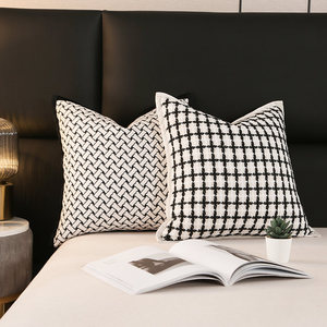 Bantal kotak pola geometris anyaman ramah lingkungan, bantal mewah tahan lama campur lembut halus Modern kontemporer - Product Image 3