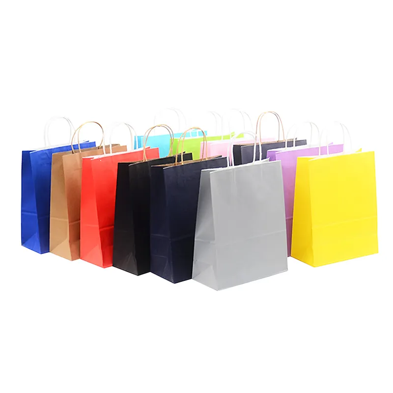 Bolsa de compras de papel Kraft personalizada con su propio logotipo bolsas de regalo de comida de bebida de café de pie para empacar comida de restaurante para llevar