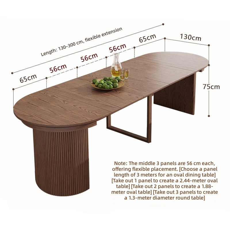 Table à manger en bois massif télescopique variable de 08 m à 3 m