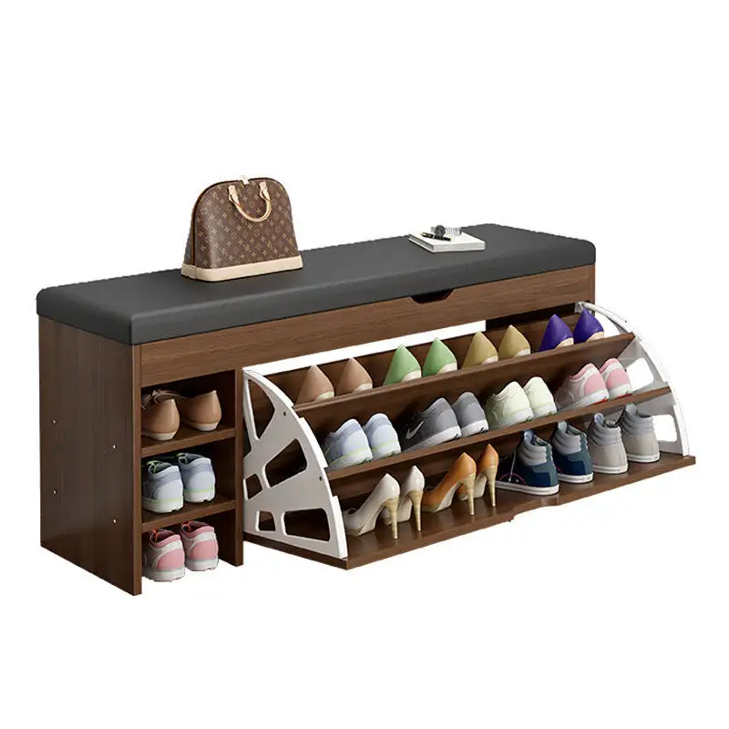 Moderno ingresso PU in pelle pouf negozio di scarpe panca scarpiera armadietto con sedili fasciatoio sgabello panca