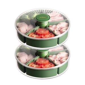 Rodada dividida servindo bandeja com tampa e alça Snack Tray Boxes snack <span class=keywords><strong>box</strong></span> <span class=keywords><strong>container</strong></span> dividido servindo snackle <span class=keywords><strong>box</strong></span> <span class=keywords><strong>container</strong></span>