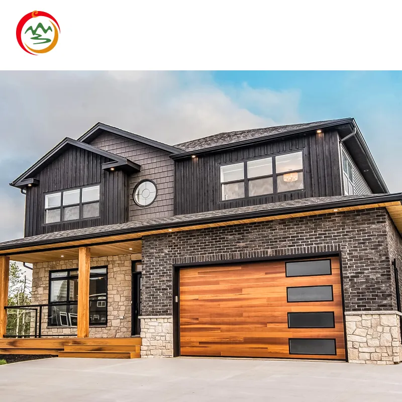 Europe and America Best Sale Customized Automatic Electric Double Skin Wood grain Overhead Steel Car Garage Doors For Villa