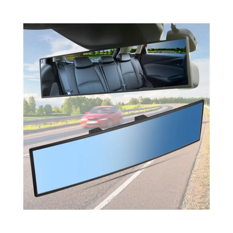 คลิปบนกระจกสำหรับรถยนต์, 300มม. ป้องกันแสงสะท้อนภายในรถพาโนรามาสีฟ้ามุมมองด้านหลังรถ