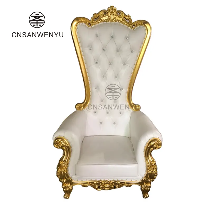 Sedia da trono reale in oro reale con retro alto a buon mercato all'ingrosso sedia da trono