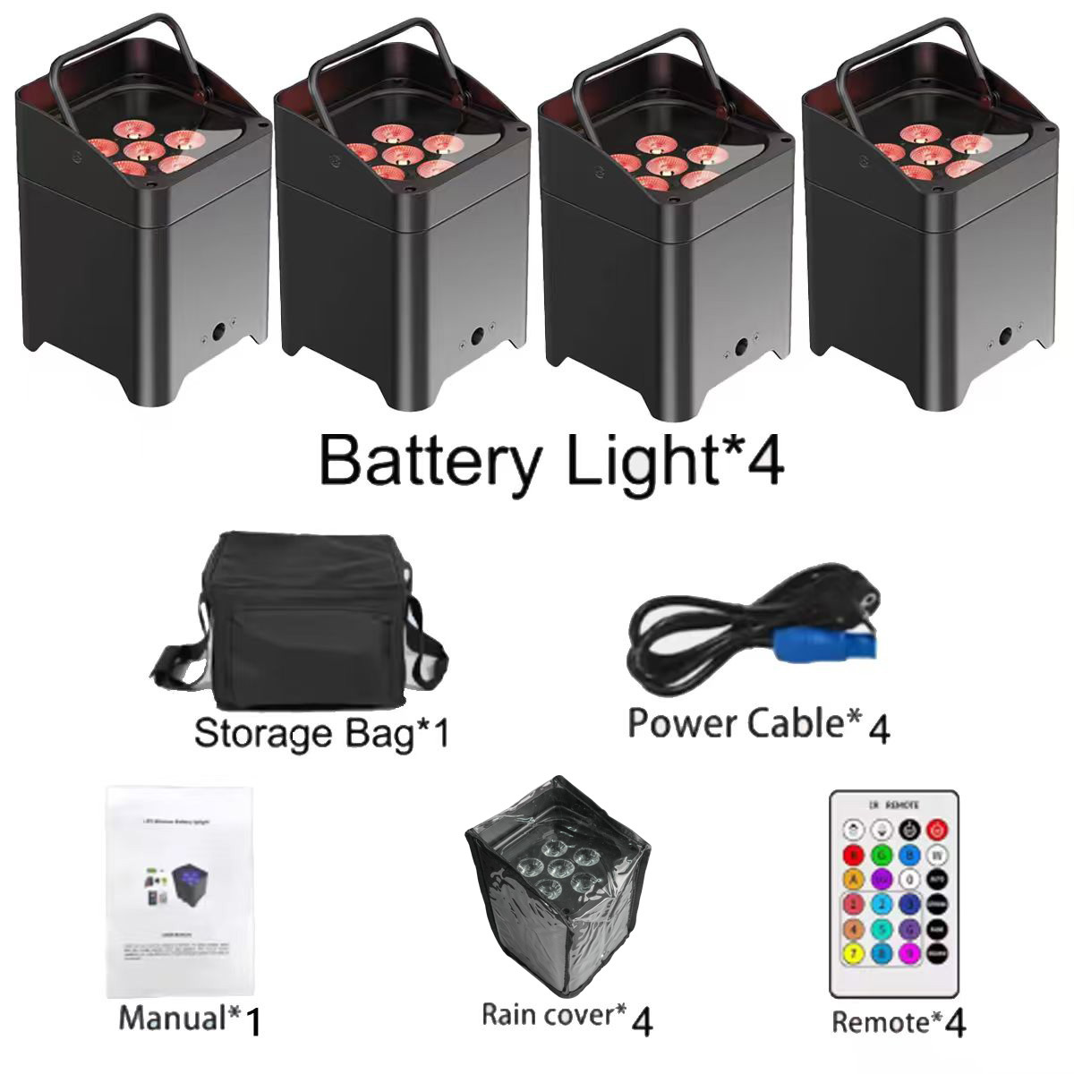4 pezzi di uplight neri + Borsa