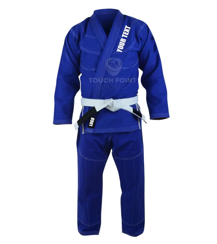 ผ้าฝ้าย100% คุณภาพสูง Jujitsu Gi ใหม่ Unisex คาราเต้ชุด750G สีขาว/สีฟ้า Judo