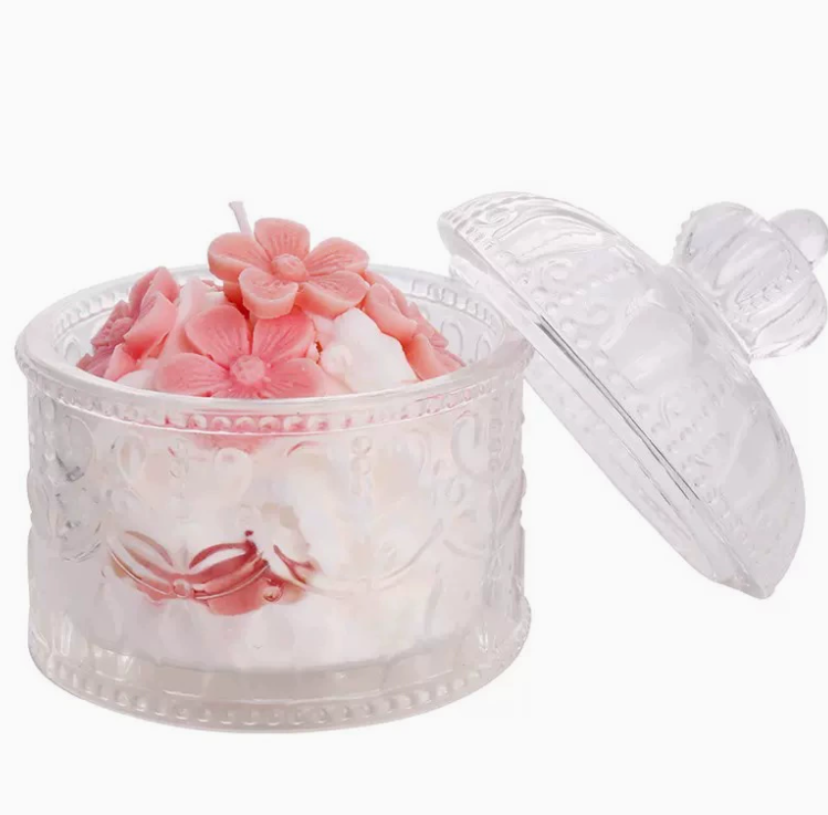Vela aromática con forma de pastel de la suerte de flor de durazno