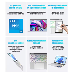 Großhandel OEM Notebook PC Intel N100 Laptop Speicher 16GB SSD 1T 15.6 7 Zoll Dual Screen Notebook Computer Gaming Laptops