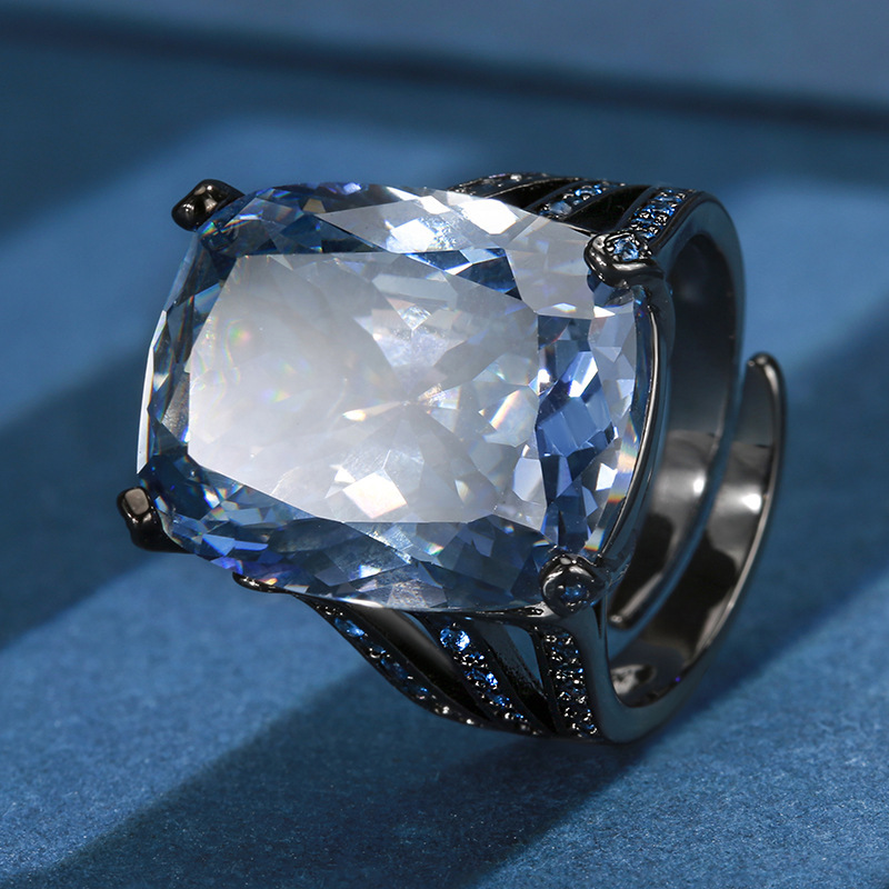 adjustable size Black Gold White Blue plated ring