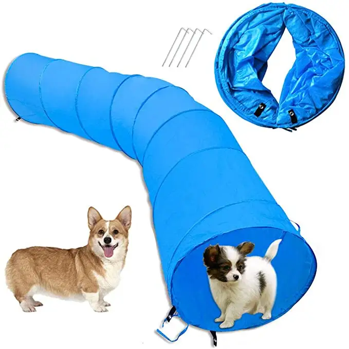 Tunnel tubulaire pliable pour chien chats, jouets pour animaux domestiques, de formation à l'agilité, Tunnel ouvert