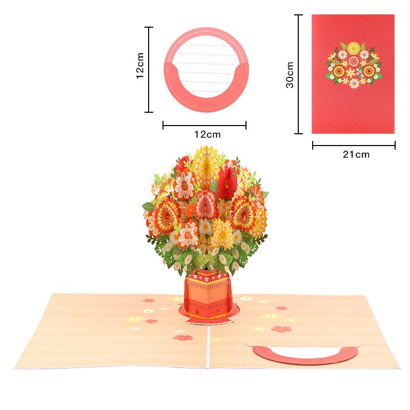 Enveloppe rouge, grand soleil, fleurs fendues
