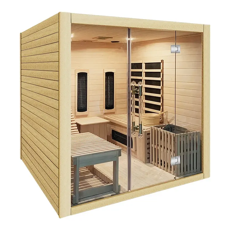 İki sistem buhar kızılötesi kombine ev kişisel Sauna odaları 2-3 kişi için lüks Sauna