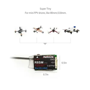 Radyolink R8SM 8 kanal 2.4G küçük alıcı desteği SBUS PPM 8CH Mini FPV için yarış Drone uçak T8FB T8S RC4GS V2 verici - Product Image 4