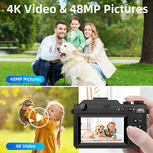 กล้องถ่ายวิดีโอดิจิตอล4K Vlog กล้อง48MP ถ่ายวิดีโอหน้าจอ3นิ้วเครื่องบันทึกกล้องดิจิตอล Wi-Fi สำหรับ YouTube vlogging - Product Image 2