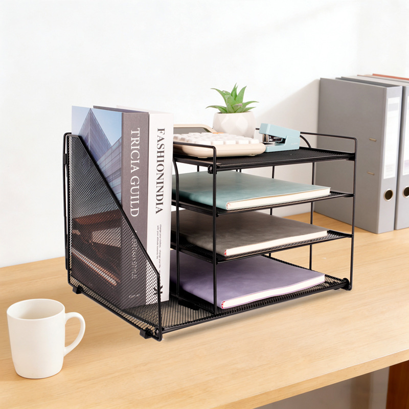8126 Single-sided A4 Black Four-Layer File Holder