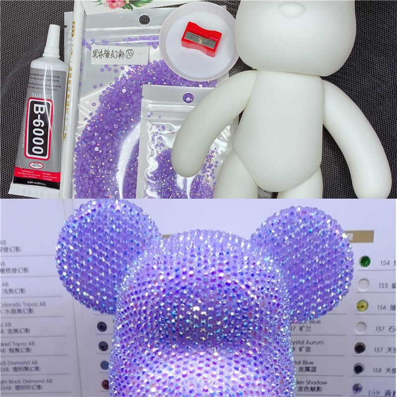 colorful Violent Bear Jelly Purple Rhinestone