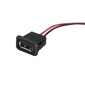 USB-A-SA00-F siyah geçmeli Panel montajlı USB tip A 2.0 konektör USB tip A şarj kablosu telli kurşun - Product Image 2
