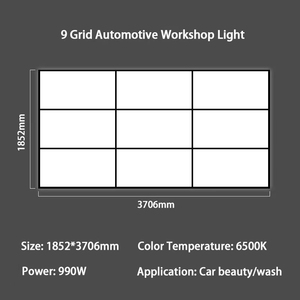 Oto detay mağazaları ve araba yıkama istasyonları için 9 Panel AYDINLATMA kare şekli gömme tavan ile Modern LED ızgara sistemi - Product Image 6