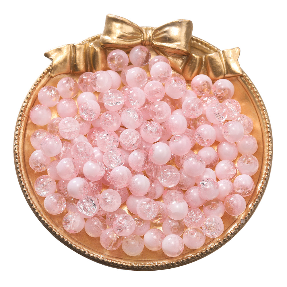 8mm glass milk foam beads - pink