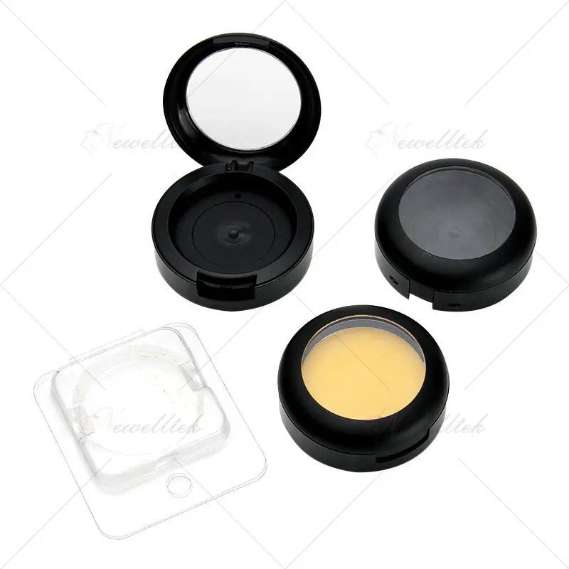 Fabricación 36mm agujero redondo solo cosméticos embalaje paleta de maquillaje transparente único vacío personalizado sombra de ojos caso