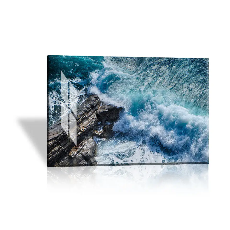 Picture Custom HD Glossy Wall Art Sea Scenery 3D UV Printing Digital Photo stampe in vetro acrilico