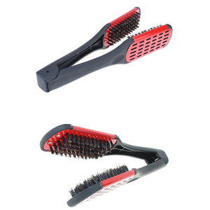 Pro kuaförlük düzleştirici naylon saç düzleştirici çift fırçalar V şekli tarak kelepçe zarar vermez Styling araçları Diy ev - Product Image 1