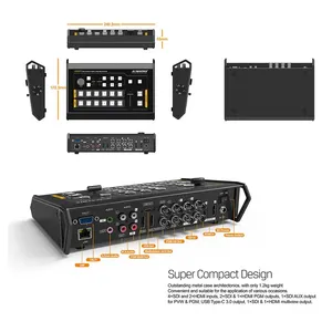 AVMATRIX 6 canales VS0601U Streaming Video Switcher Mini 4xSDI 2xHD-MI entradas multiformato con salida USB tipo C interfaz GPIO