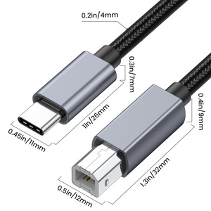 尼龙编织USB 2.0至C型电缆，带聚氯乙烯护套，与打印机MIDI键盘DJ控制器iPad Pro-Black兼容 - Product Image 5