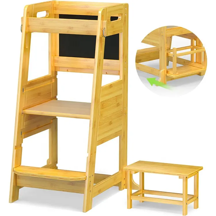 Legende Aanpassen Keuken Helper Kruk Peuters Montessori Leren Toren Kids Verstelbare Hoogte Bamboe Leertoren