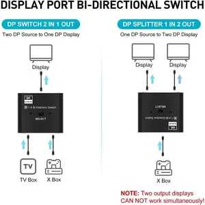 8Hz 60Hz 4K 120Hz isplayport iidireccional 2 puertos Dwitwitwitcher 2 en 1 UT D1.1.4 Switch para omomputer onitor rorojector
