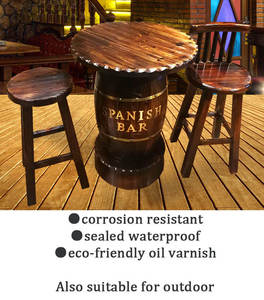 定制复古户外后院高柜台木制啤酒酒桶酒吧桌凳单元 - Product Image 4