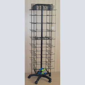 Negozio di vendita al dettaglio esposizione pavimento in piedi la merce merci appeso rotante in metallo display rack con peg ganci