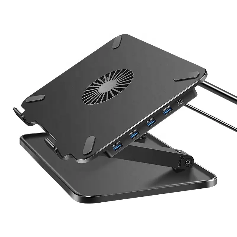 베스트 셀러 알루미늄 합금 노트북 스탠드 냉각 팬이있는 접이식 다기능 조정 가능한 노트북 접이식 스탠드