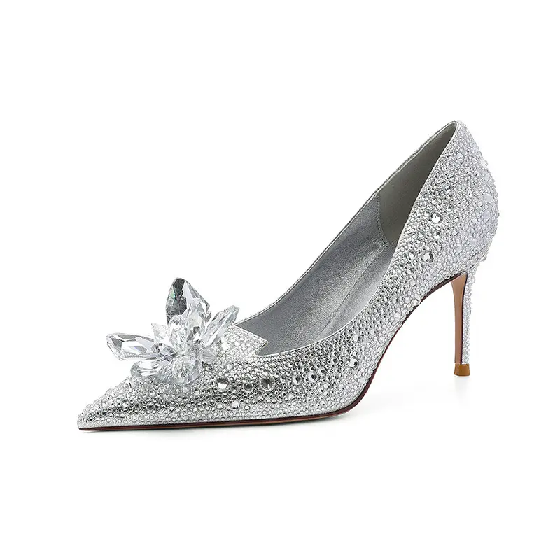 Senhoras bombas sandálias femininas 2024 cristal noiva sapatos de casamento com saco mulheres parte mulheres sapatos de luxo diamante senhora bombas