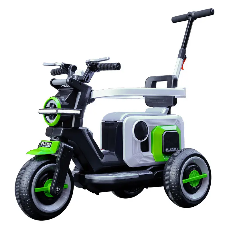 Enfants 2-8 ans moto électrique tricycle poignée de poussée voiture jouet