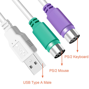 USB至PS2 PS/2鼠标和键盘转换器电缆USB 2.0公至PS2线Y分离器适配器，用于计算机桌面 - Product Image 3