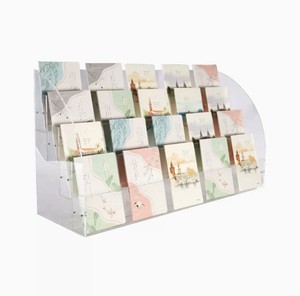 Stationery Store 3 Layers Storage Organizer Countertop Acrylic <strong>Step</strong> <strong>Display</strong> Stand for Greeting Card - Product Image 1