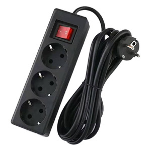 EU Standard German Type Power Strip <strong>3</strong>/<strong>4</strong>/5 Sockets in Row Flat <strong>Adapter</strong> Light Switch with Surge Protector Extension Cable - Product Image 4