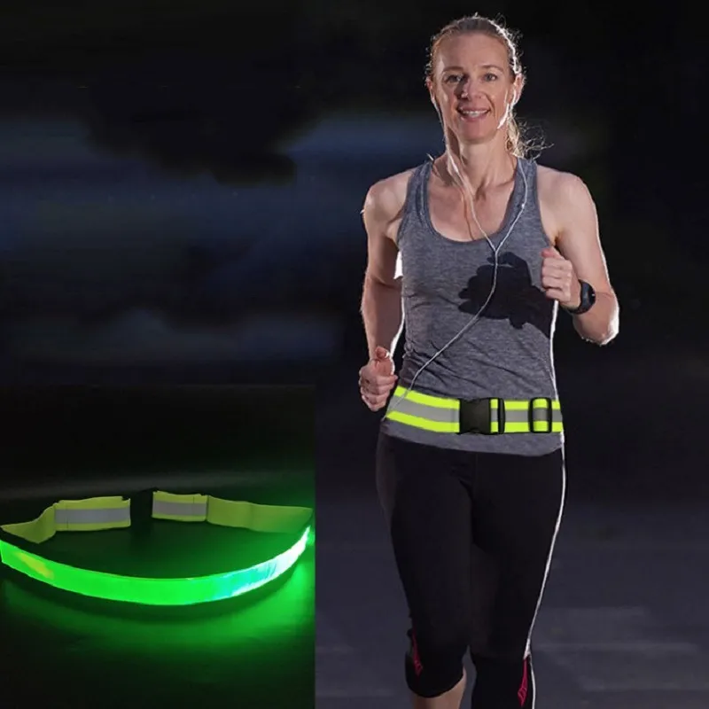 Carga Usb Night Running Flash Belt Cinturón emisor de luz LED