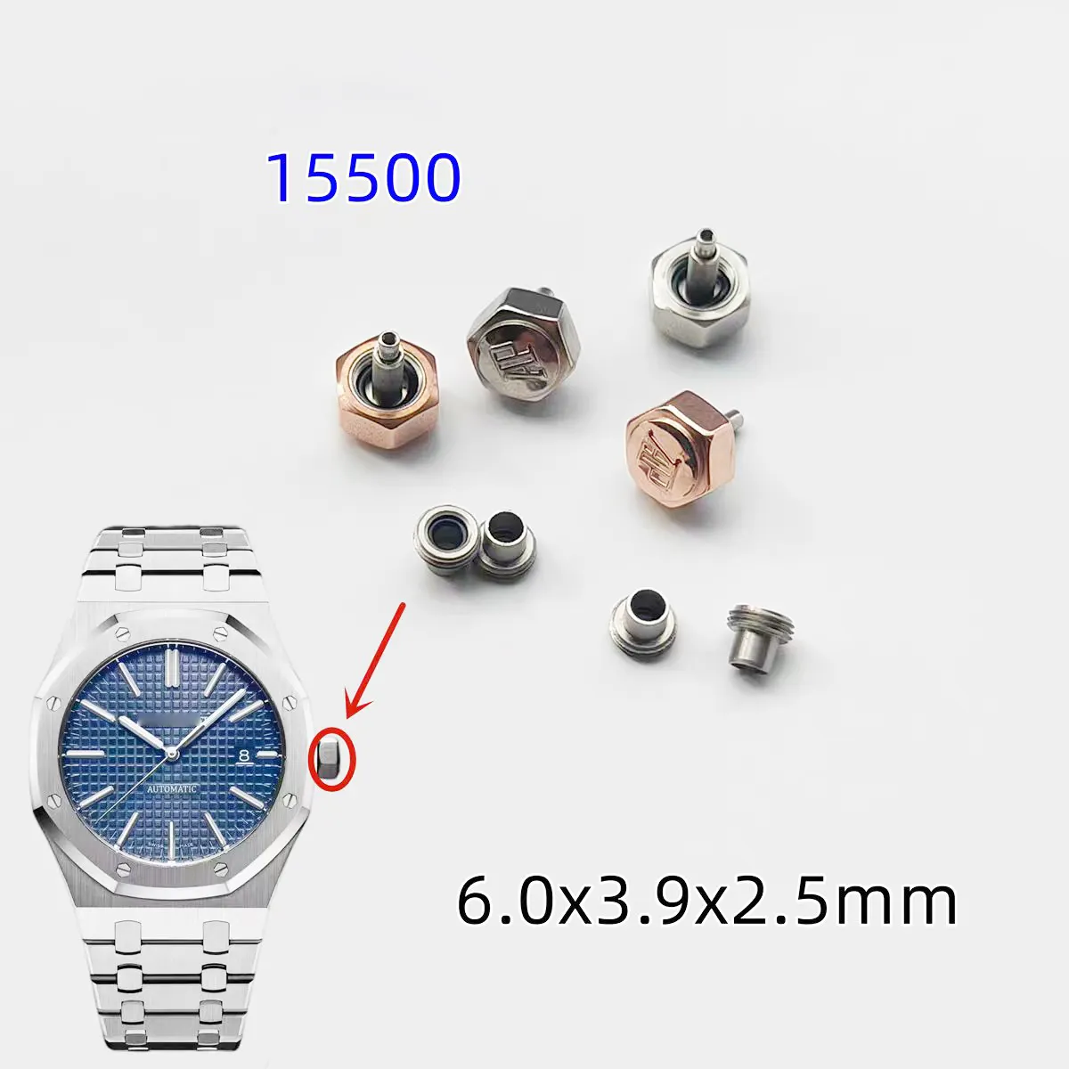 Piezas de reloj relojero Corona de cerámica de acero de 6mm para piezas de cronógrafo AP 15500 de 42mm